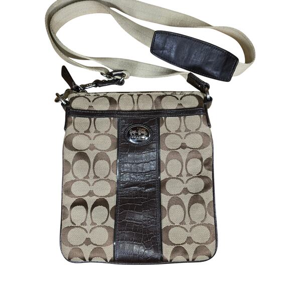 Coach Sutton Signature Swingpack Khaki Mahogany M1175-43976 9x8x1 Drop 23" - Picture 1 of 8